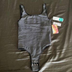 Black and White Striped Bodysuit